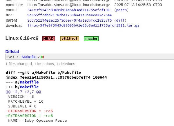 Linux 6.16-rc6 发布，带来瞬时调度攻击缓解与 AMD Zen 2 修复